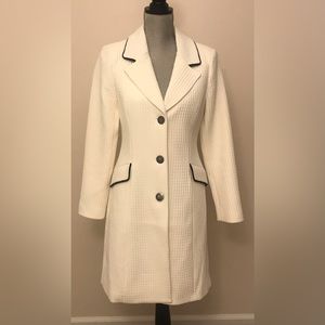 NWOT WHBM White w/Blk trim Waffle Coat